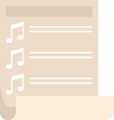 Paper playlist icon flat vector. Music song. App mobile phone isolated