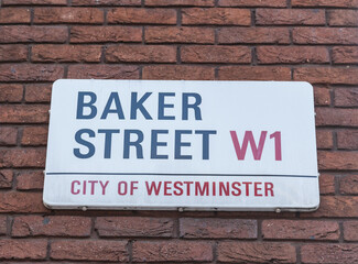 A Sign For Baker Street In Westminster, London, England, UK, On A Red Brick Wall