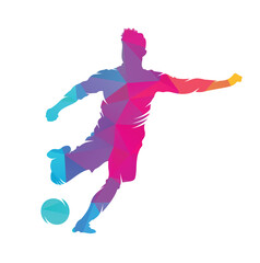 Obraz na płótnie Canvas Soccer and Football Player logo design. Dribbling ball logo vector icon design.