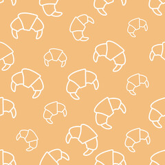 Seamless pattern with croissants in linear style. croissants background for design menu cafe, bistro, restaurant, label and packaging. vector