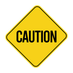 Caution Warning Sign on Transparent Background