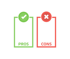 Positive and negative comparison, pros and cons list logo design. Easy to use for your website or presentation isolated on white background vector design and illustration.