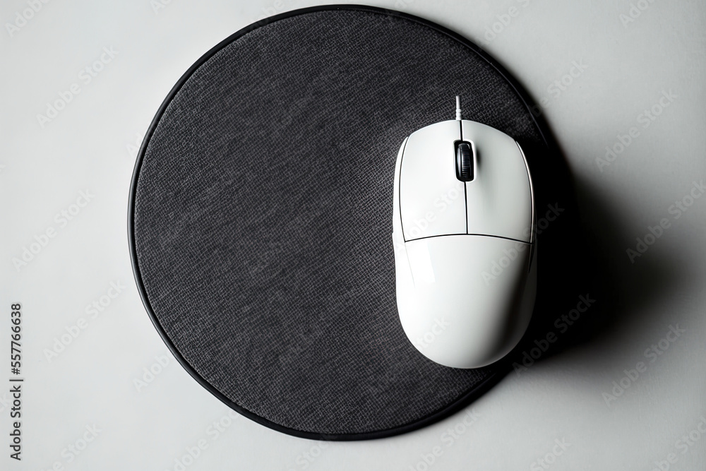 Aufkleber blank circular mouse pad with computer mouse for presenting brands or designs. generative ai