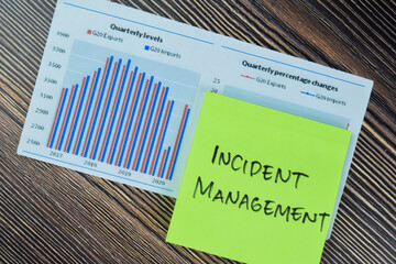 Concept of Incident Management write on sticky notes isolated on Wooden Table.