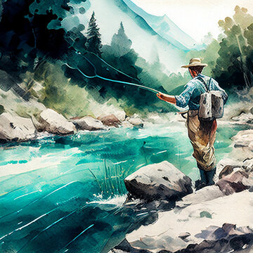 The Art of Fly Fishing: A Man's Solitude in Nature (Ai generated)	
