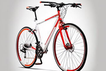 Isolated on a white backdrop, a new bicycle. heightened clarity (stitched from five shoots). Generative AI