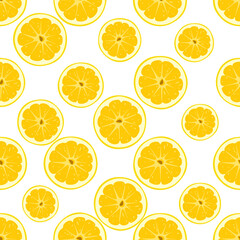 Seamless pattern of Sliced ​​piece of orange on white background. Sliced ​​piece of orange background in flat style, vector illustration