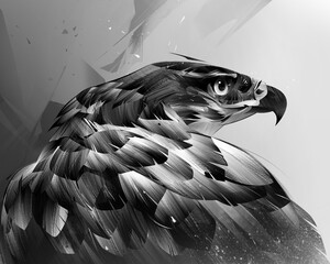 drawing portrait of an eagle bird. graphic sketch