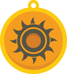 Mystical sun amulet icon flat vector. Viking amulet. Magic esoteric isolated