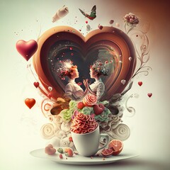 Valentines day heart ornament scene background