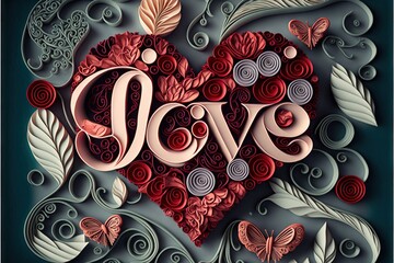 paper quilling valentines day love background