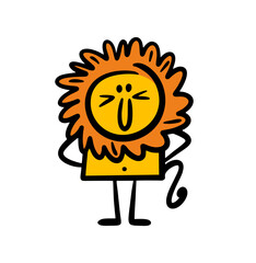 Funny animal from the jungle wild lion with bushy mane.