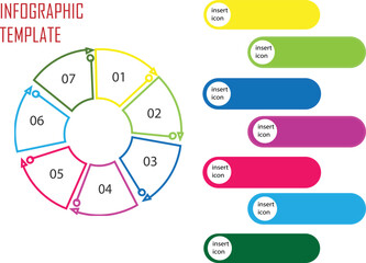 illustration of the infographic.  The Infographic template is here in which there are 1 to 7 numbers. It can be used if we want to enlist any data numerically or want to show our content heading