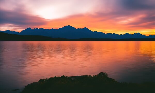 sunrise over the lake, Generative AI