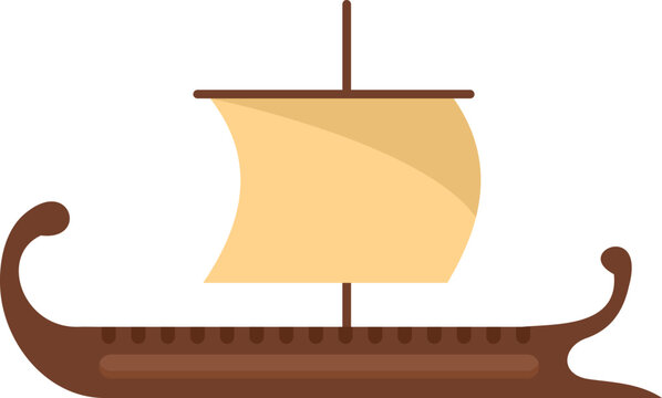 Ancient greek ship icon flat vector. Trireme boat. Roman vessel isolated
