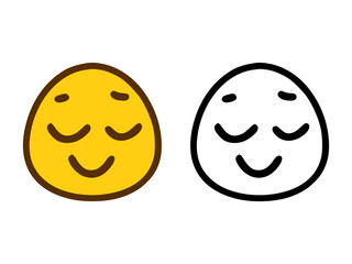 Cute happy face emoticon in two style isolated on white background.