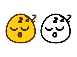 Fototapeta premium Sleeping emoticon in two style isolated on white background