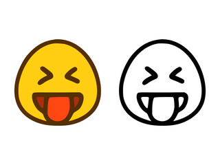 Cheerful emoticon showing tongue in two style isolated on white background.