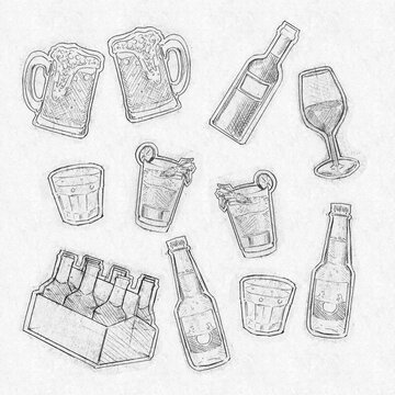boceto de bebidas alcoholicas