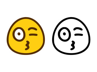 Kissing emoticon in two style isolated on white background.