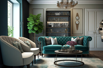 interior design of a living room lounge. Generative AI