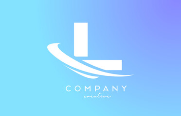 blue pastel color L alphabet letter logo icon with swoosh. Creative template design for business and company