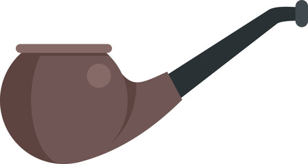 Old smoke pipe icon flat vector. Wood smoker. Cigar art isolated