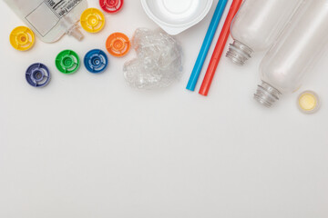 Recycling concept, showing the products that are often recycled or reused