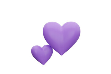 Decoration valentine purple love isoled white backgroung. 3d rendering