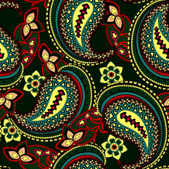 Seamless watercolor floral pattern - pink blush flowers elements, green leaves branches on dark black background; for wrappers, wallpapers, postcards, greeting cards, wedding invites, romantic events.