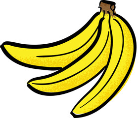Banana hand drawn vector illustration.  Artsy banana fruit graphic.