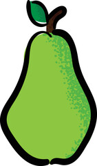 Pear hand drawn vector illustration.  Artsy pear fruit graphic.