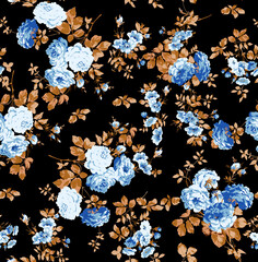 Blooming midsummer meadow seamless pattern. Plant backgrounds for fashion, wallpapers, print. There are a lot of different flowers on the field. Freedom style millefleurs. trendy flower design