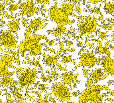 Floral seamless pattern with paisley ornament
