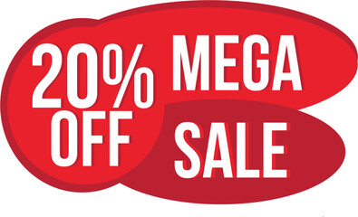 Mega Sale banner design template, Post for descount Instagram, Facebook and others. Ideal for bussinesses. 20% OFF.