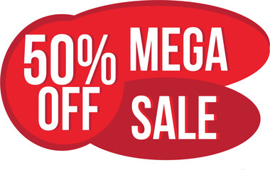 Mega Sale banner design template, Post for descount Instagram, Facebook and others. Ideal for bussinesses. 50% OFF.