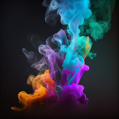 Fototapeta premium Abstract colorful smoke on black background, generative ai
