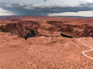 Aerial view of the Grand Canyon Upriver Colorado River near Glen Canyon Dam in Arizona USA.