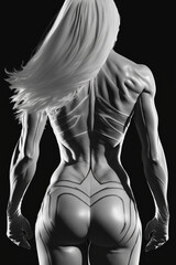 Sports girl back view. sketch art for artist creativity and inspiration. generative AI
