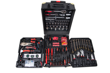 
Large tool box. A versatile set of tools. Isolated on white.