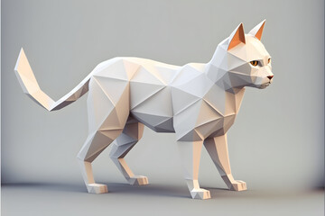 Low Poly Cat, Isometric 3D. Generative AI