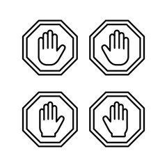 Obraz premium Stop icon vector for web and mobile app. stop road sign. hand stop sign and symbol. Do not enter stop red sign with hand