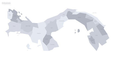 Panama political map of administrative divisions - provinces. Grey vector map with labels.