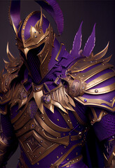 Purple and gold armor on a knight ai art