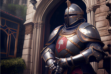 Knight guarding the castle ai art