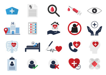 medical flat icons elements vector