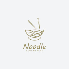 Noodle, ramen, spaghetti and pasta illustration logo template.