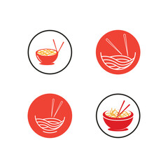 Noodle, ramen, spaghetti and pasta illustration logo template.