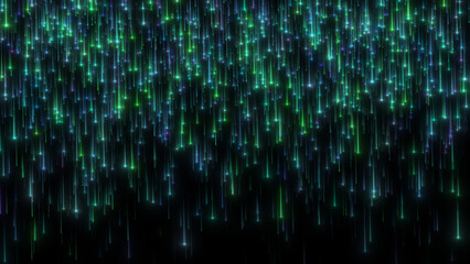 Green particles line falling, Glow particle.