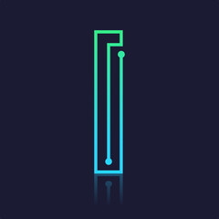 Letter I logo design template,Technology abstract dot connection cross vector logo icon circle logotype